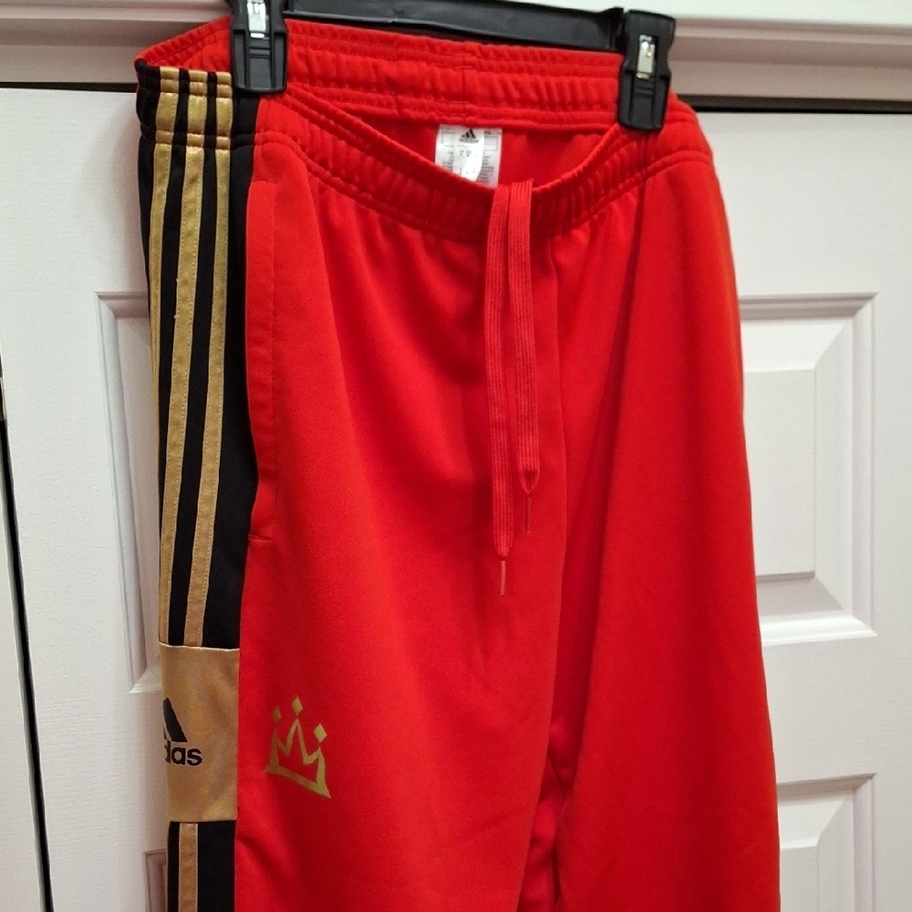 Adidas Mens XL Mo Salah Squadra Liverpool Red Track Pants Joggers Gold Accents